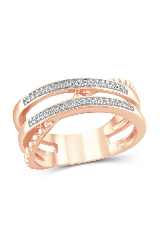 Stackable Diamond Rings for Women – Accent White Diamond Ring Jewelry– Rose Gold Over Silver Stackable Bands for Women –– Stackable Ring Set by JewelersClub