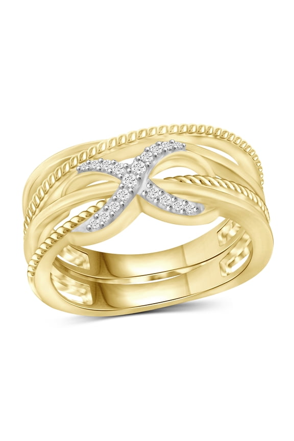 Stackable Diamond Rings for Women – Accent White Diamond Ring Jewelry– 14K Gold Plated Silver Stackable Bands for Women –– Stackable Ring Set by JewelersClub