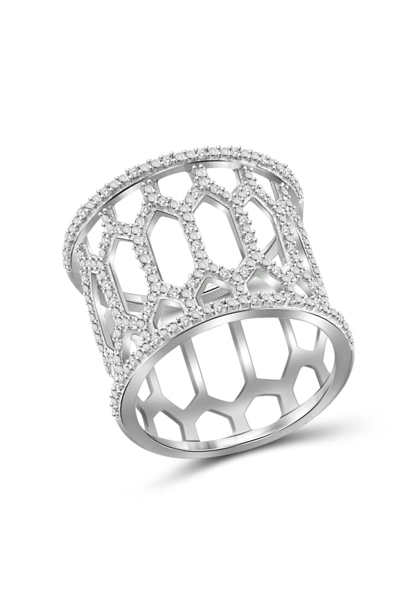 Sterling Silver 0.15 Carat White diamond Open Ring for Women | Diamonds for Everyday Womens Wear