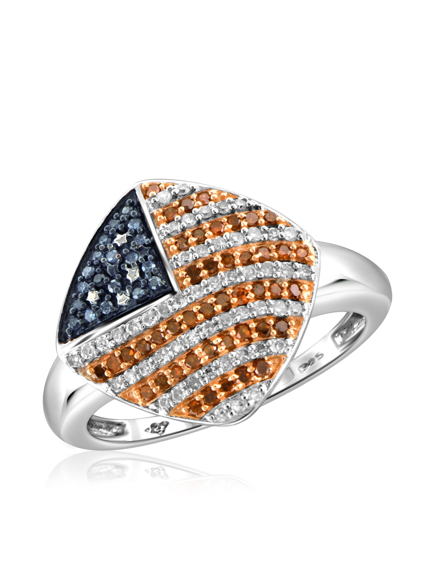 JewelersClub Sterling Silver 1/3 Carat Multi Color Diamond Ring for Women | Diamonds for Everyday Womens Wear