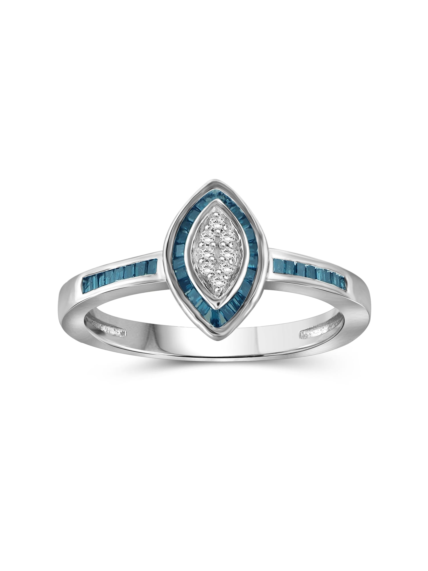 JewelersClub Sterling Silver 1/4 Carat Blue & White diamond Marquise Ring for Women | Diamonds for Everyday Womens Wear