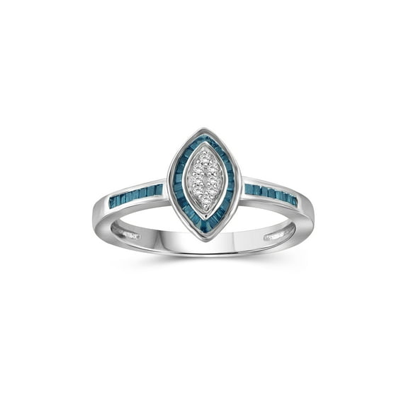 JewelersClub Sterling Silver 1/4 Carat Blue & White diamond Marquise Ring for Women | Diamonds for Everyday Womens Wear