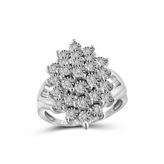 JewelersClub Sterling Silver 1/7 Carat White diamond Cluster Ring for Women | Diamonds for Everyday Womens Wear