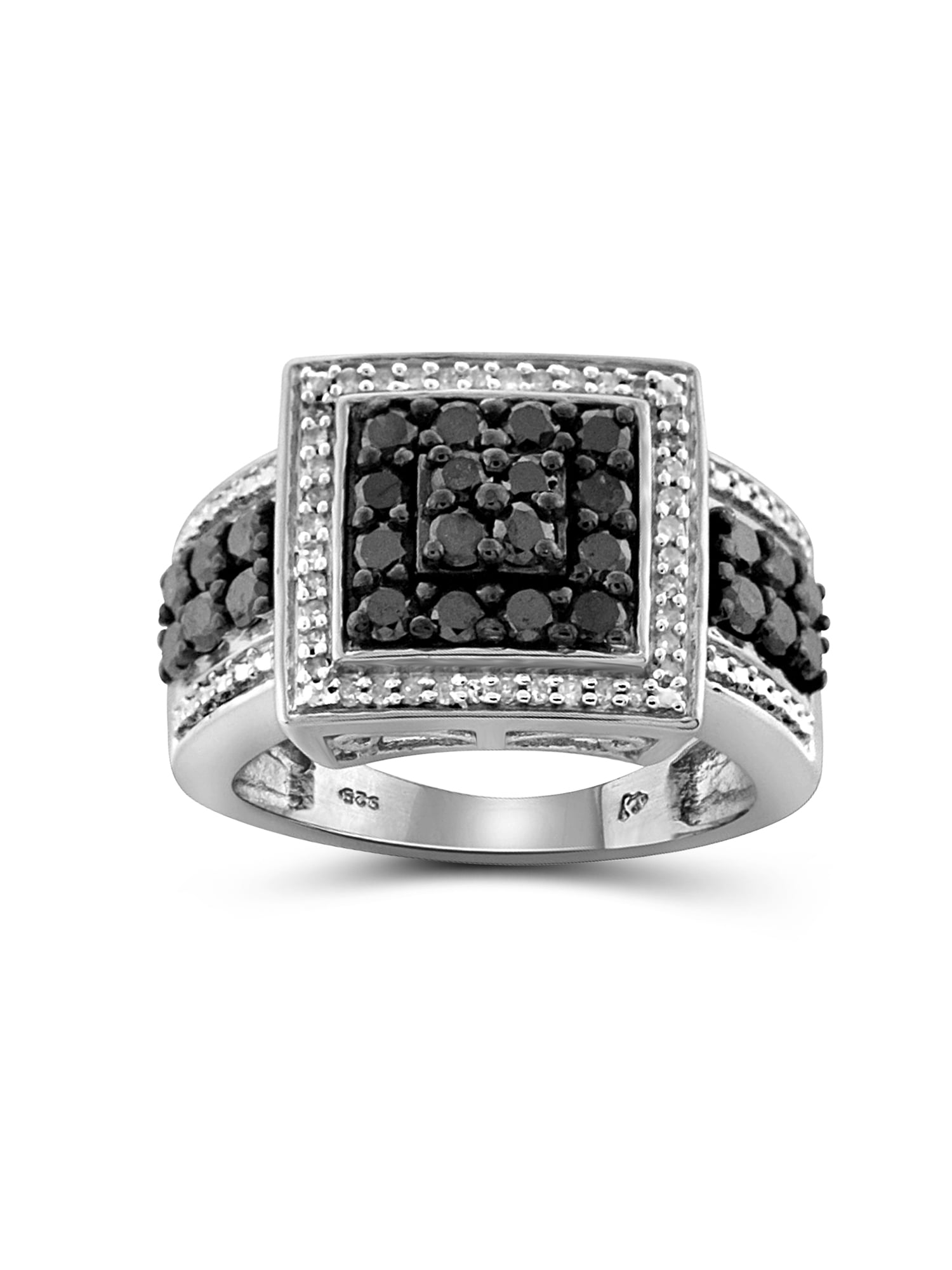 1.3 Carat t.w Platinum Victorian Halo Style Square Shaped Pave Set Round Diamond  Engagement Ring w/a 1 Carat Princess Cut Black Diamond Heirloom Quality |  Amazon.com