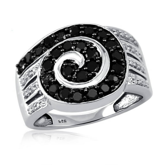JewelersClub Sterling Silver 1 Carat Black & White Diamond Ring for Women