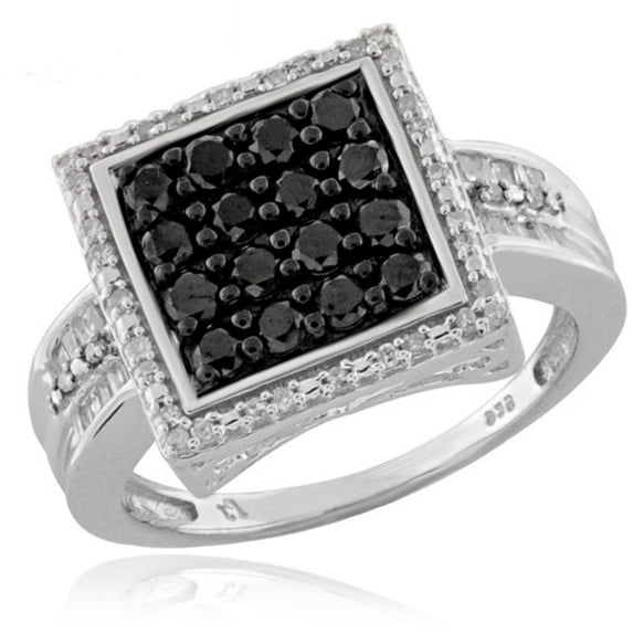 JewelersClub Sterling Silver 1 Carat Black & White Diamond Ring for Women