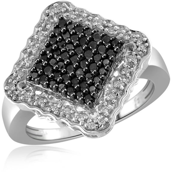 JewelersClub Sterling Silver 1 Carat Black & White Diamond Ring for Women