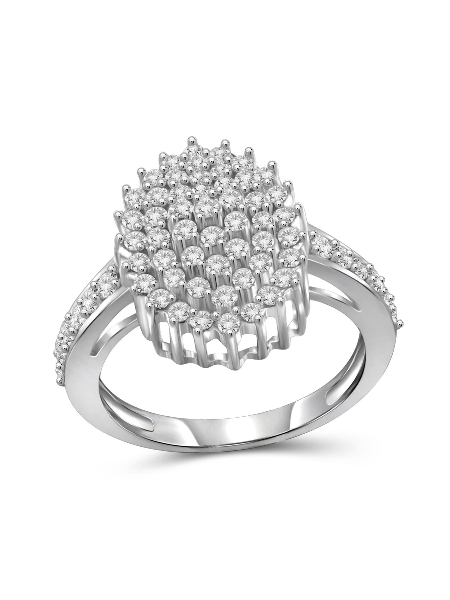 JewelersClub Sterling Silver 1 Carat White Diamond Cluster Ring for Women | Diamonds for Everyday Womens Wear