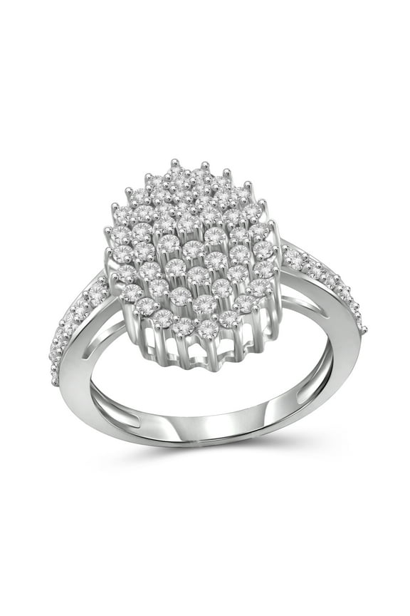 Sterling Silver 1 Carat White Diamond Cluster Ring for Women | Diamonds for Everyday Womens Wear
