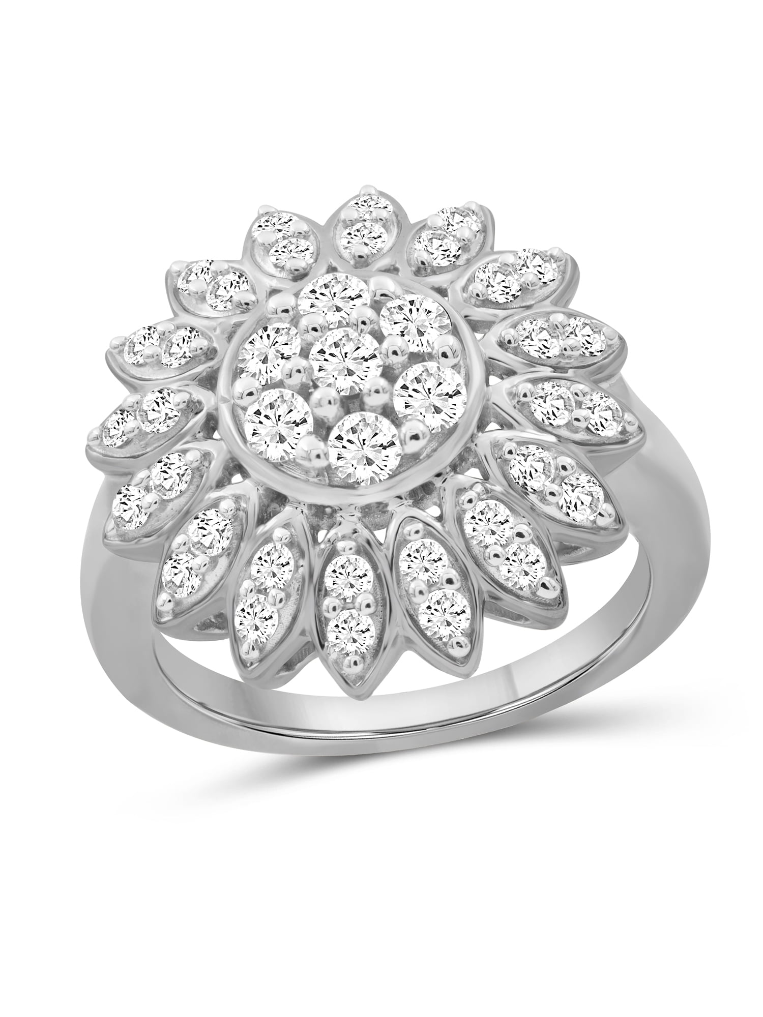 JewelersClub Sterling Silver 1 Carat White diamond Cluster Ring for Women | Diamonds for Everyday Womens Wear