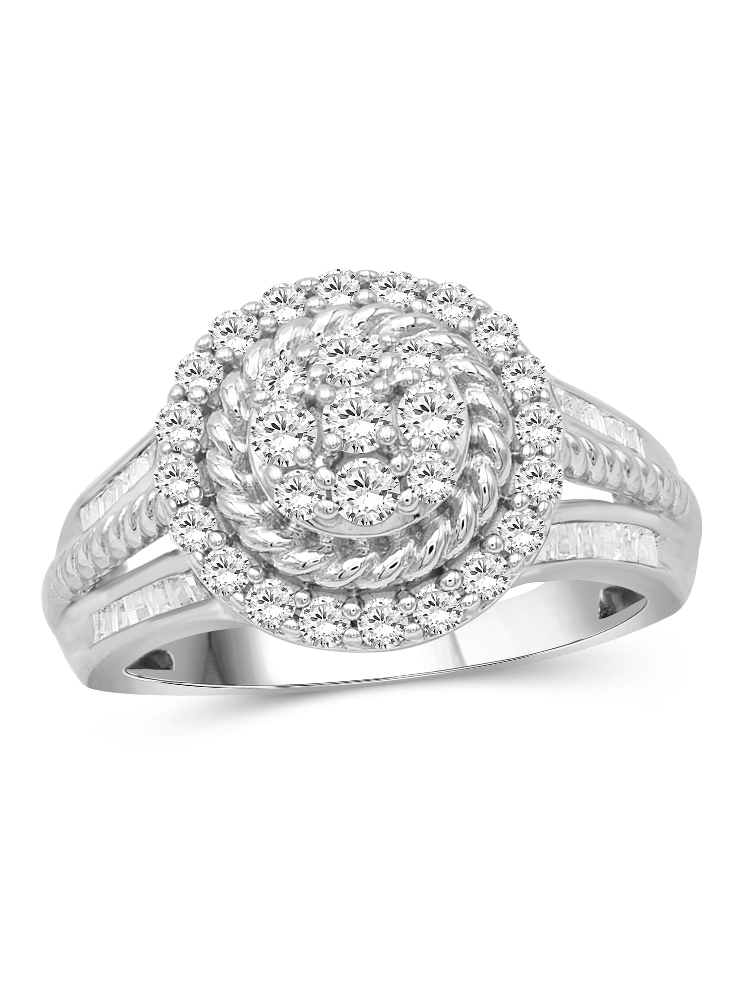 JewelersClub Sterling Silver 1 Carat White diamond Cluster Ring for Women | Diamonds for Everyday Womens Wear