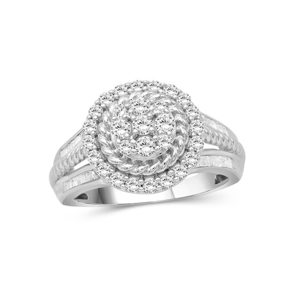 JewelersClub Sterling Silver 1 Carat White diamond Cluster Ring for Women | Diamonds for Everyday Womens Wear