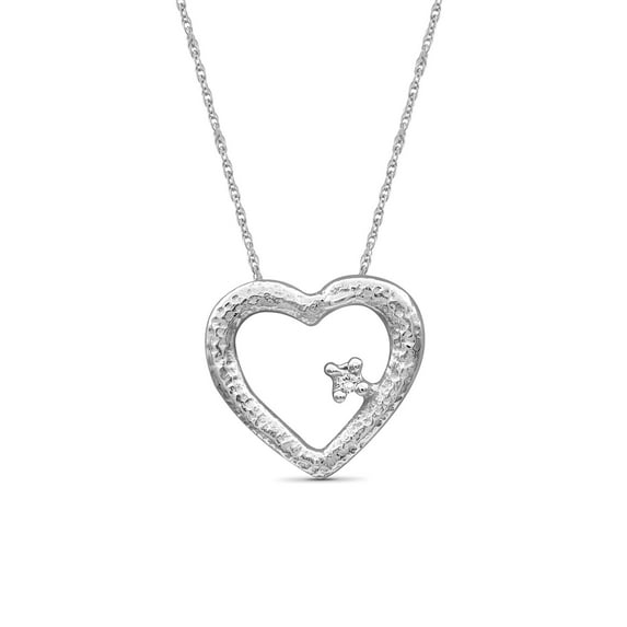 JewelersClub Sterling Silver (.925) Heart Necklace with Accent White Diamonds | Jewelry Pendant Necklaces for Women White Diamonds & 18 inch Rope Chain with Spring Clasp