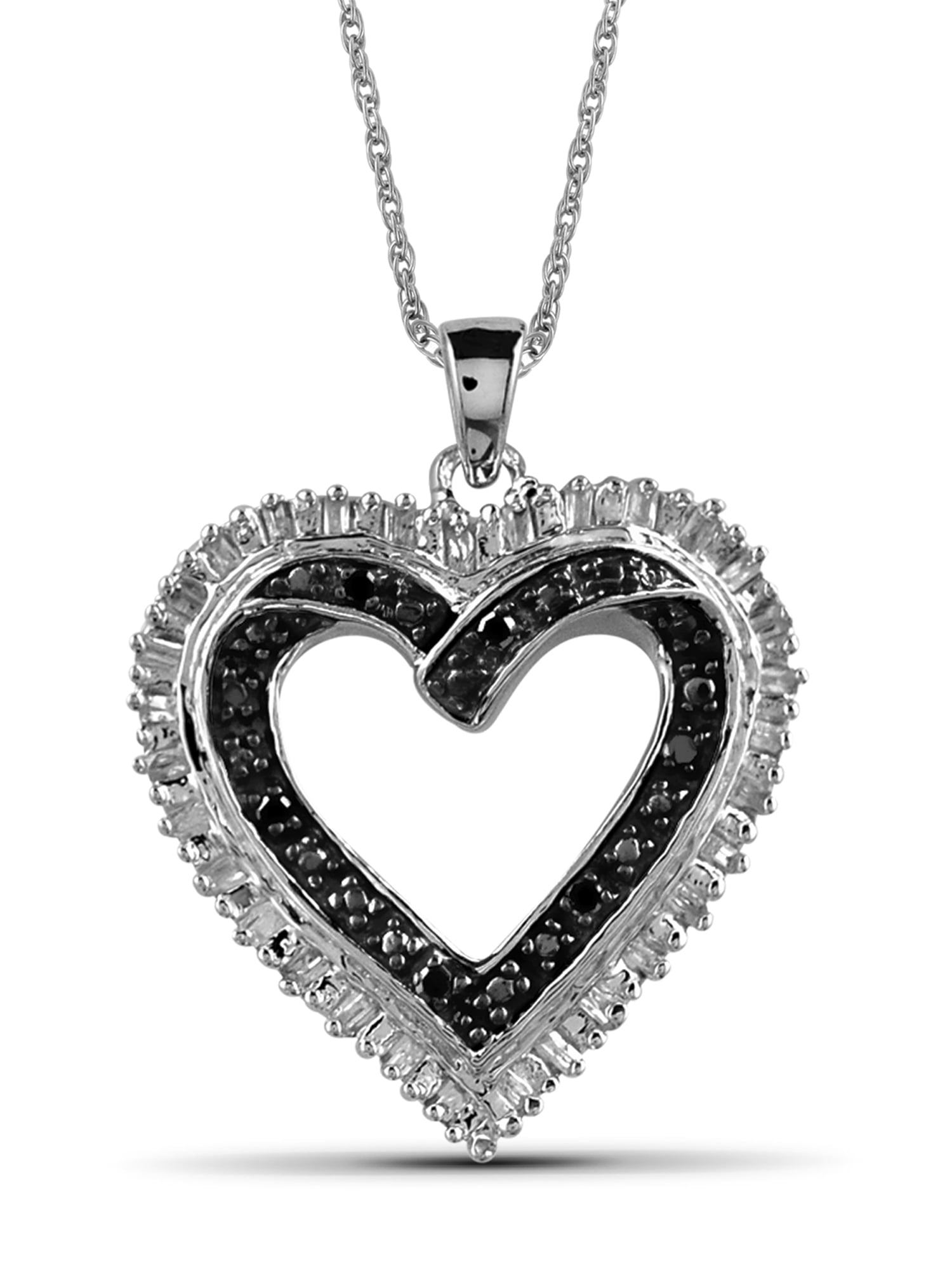 Sterling Silver 1/5 CTW Black & White Diamond Heart 18 Sterling Silver 1/5 CTW Black & White Diamond Heart 18