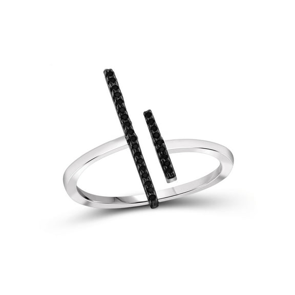 JewelersClub Sterling Silver Accent Black diamond Open Ring for Women | Diamonds for Everyday Womens Wear