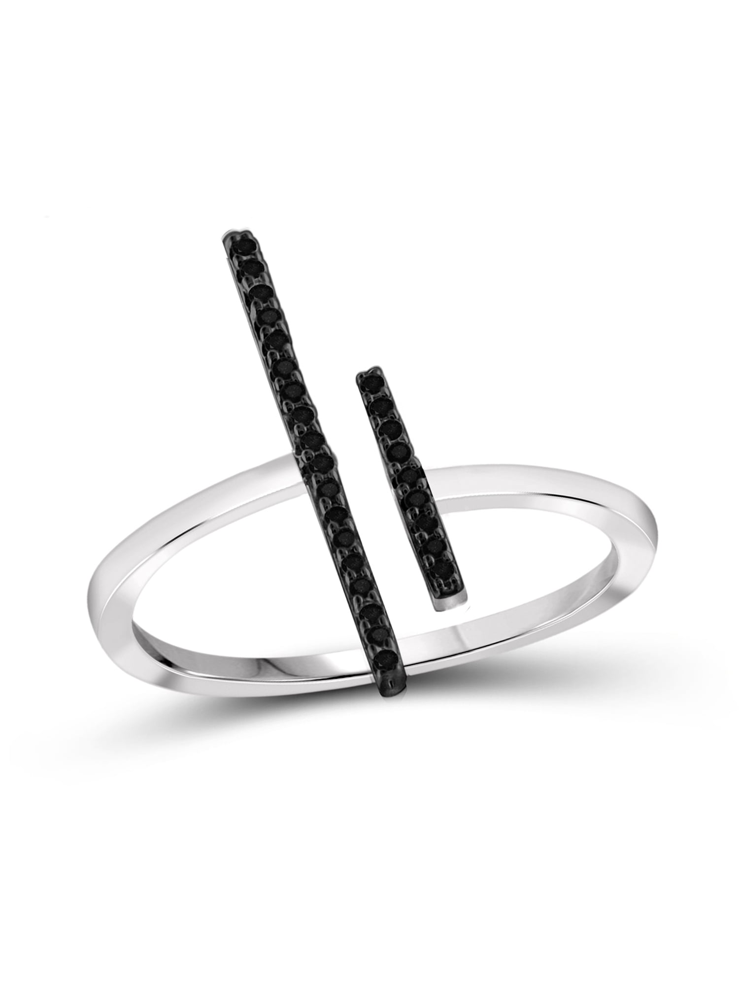 JewelersClub Sterling Silver Accent Black diamond Open Ring for Women | Diamonds for Everyday Womens Wear