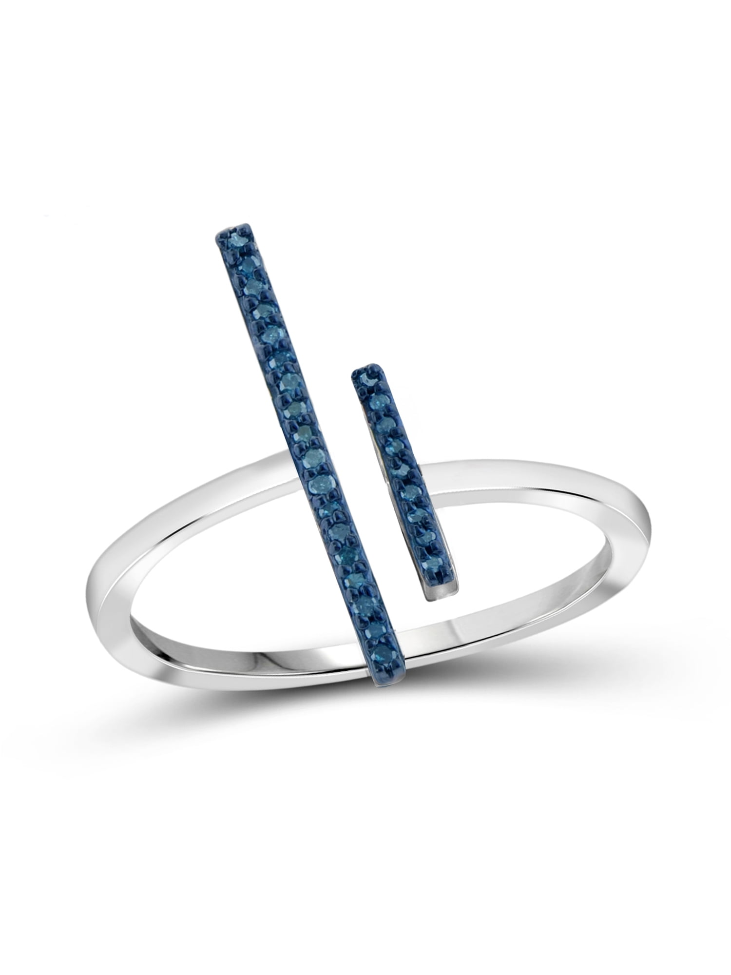 JewelersClub Sterling Silver Accent Blue diamond Open Ring for Women | Diamonds for Everyday Womens Wear