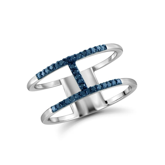 JewelersClub Sterling Silver Accent Blue diamond Open Ring for Women | Diamonds for Everyday Womens Wear