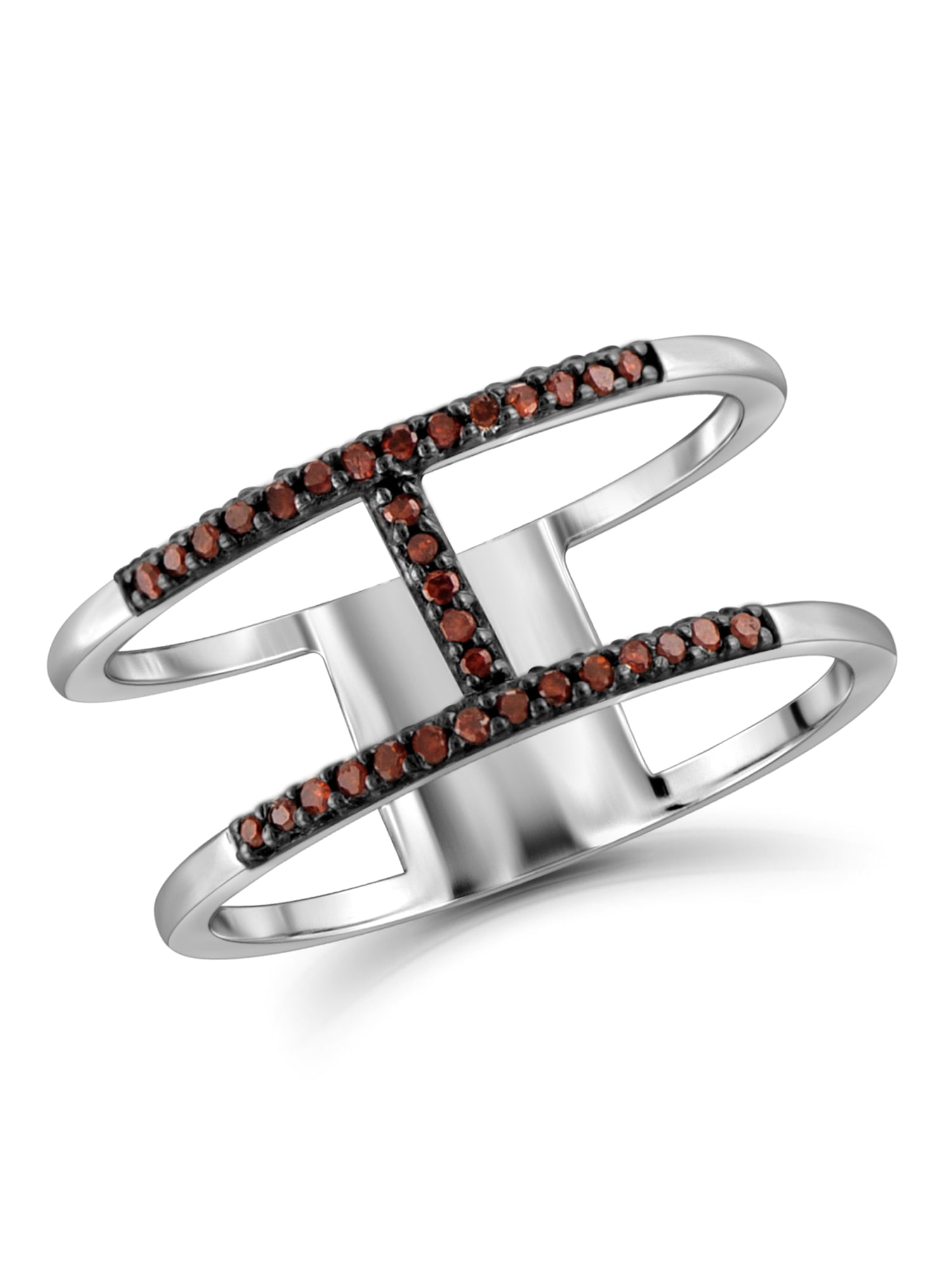 JewelersClub Sterling Silver Accent Red diamond Open Ring for Women | Diamonds for Everyday Womens Wear
