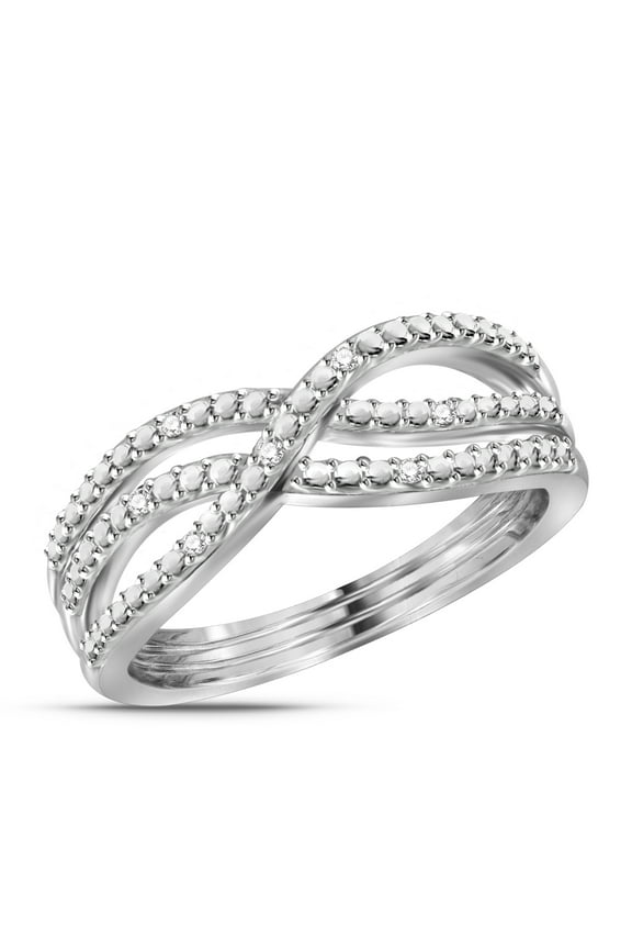 Sterling Silver Accent White diamond Open Ring for Women | Diamonds for Everyday Womens Wear