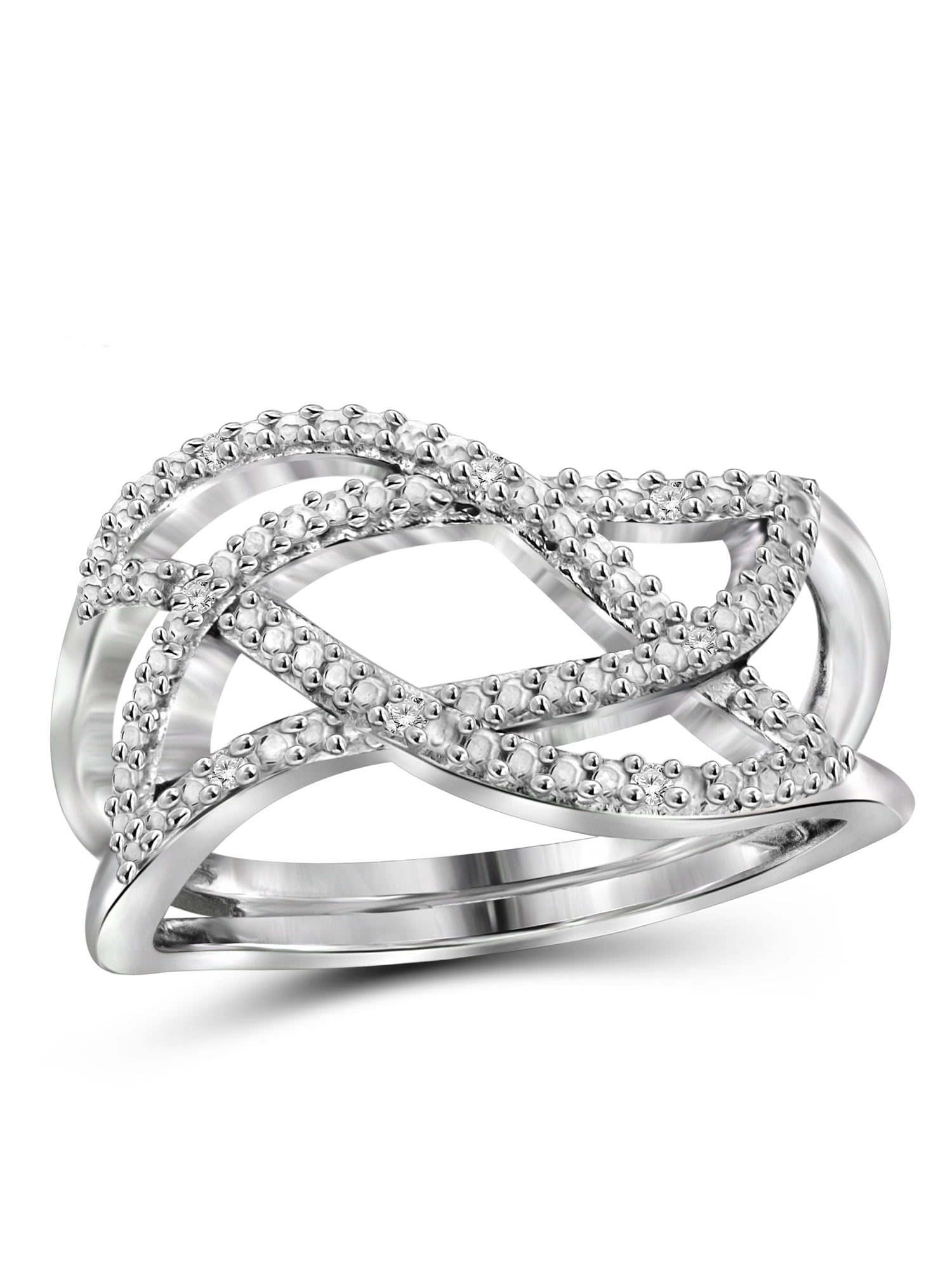JewelersClub Sterling Silver Accent White diamond Open Ring for Women | Diamonds for Everyday Womens Wear