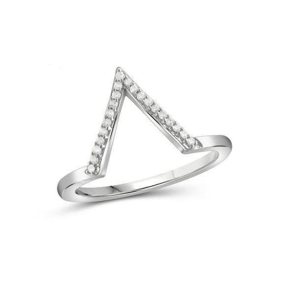 JewelersClub Sterling Silver Accent White diamond Triangle Shape Open Ring for Women | Diamonds for Everyday Womens Wear