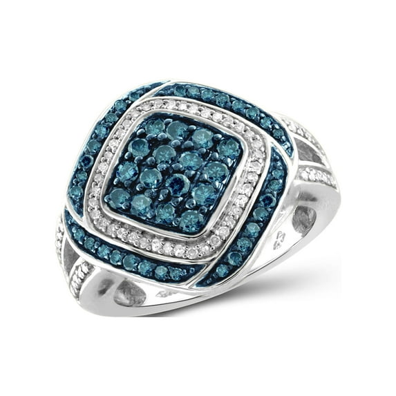 JewelersClub Sterling Silver Blue & White 1 Carat Diamond Ring for Women