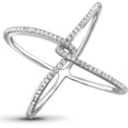 thumbnail image 1 of JewelersClub Sterling Silver Criss Cross Ring – 0.15 Carat White Diamond Ring with .925 Sterling Silver X Ring – Real Diamond Criscross Ring with Hypoallergenic Sterling Silver Ring Band, 1 of 1