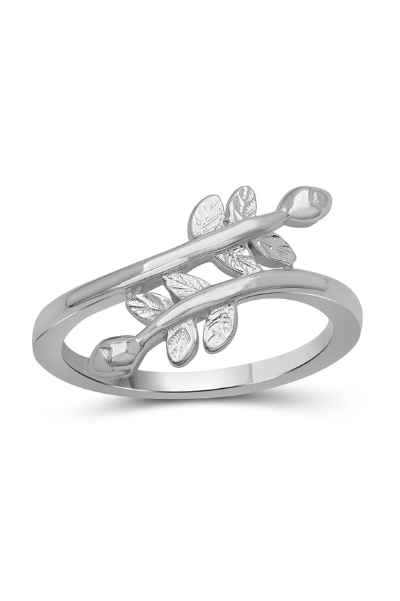 Sterling Silver Leaf Friendship Ring for Women | Dainty Sterling Silver Promise Ring For Women | Stackable Silver Open Band Olive Branch Ring For Women