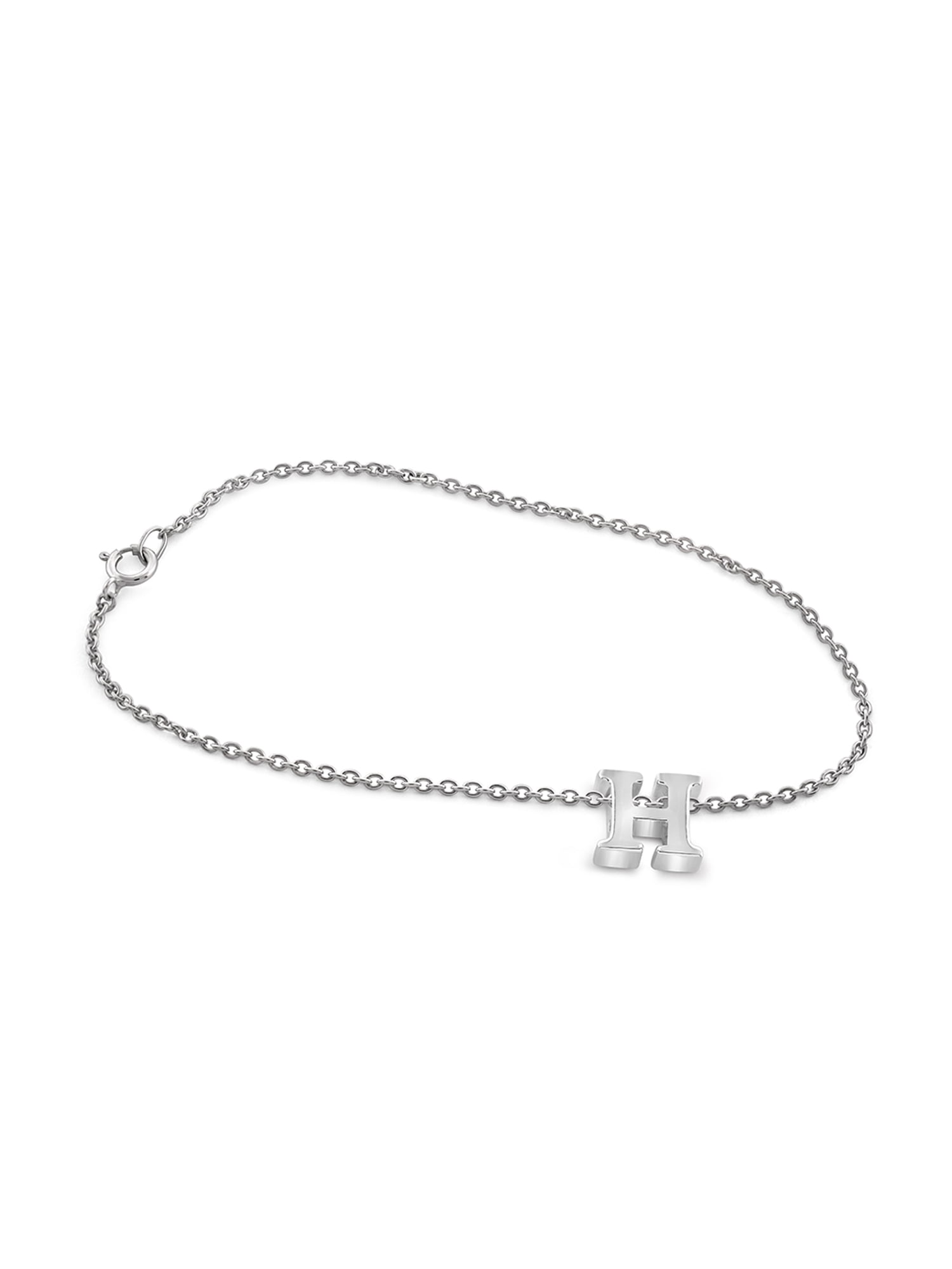 JewelersClub Sterling Silver Minimalist Initial Charm Bracelet