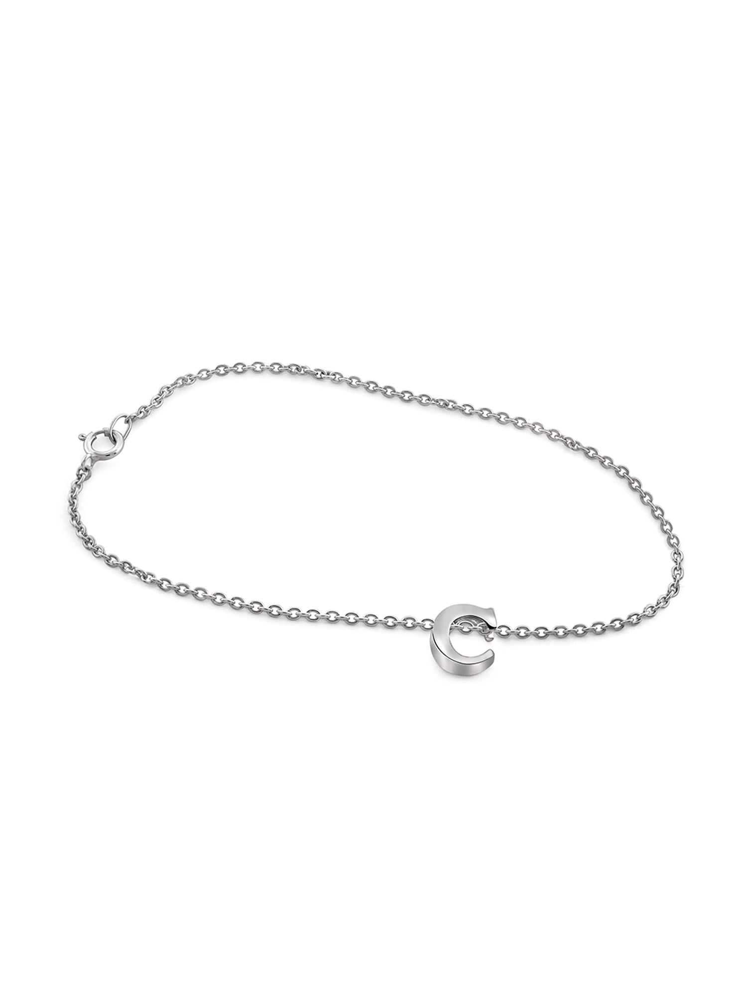 JewelersClub Sterling Silver Minimalist Initial Charm Bracelet