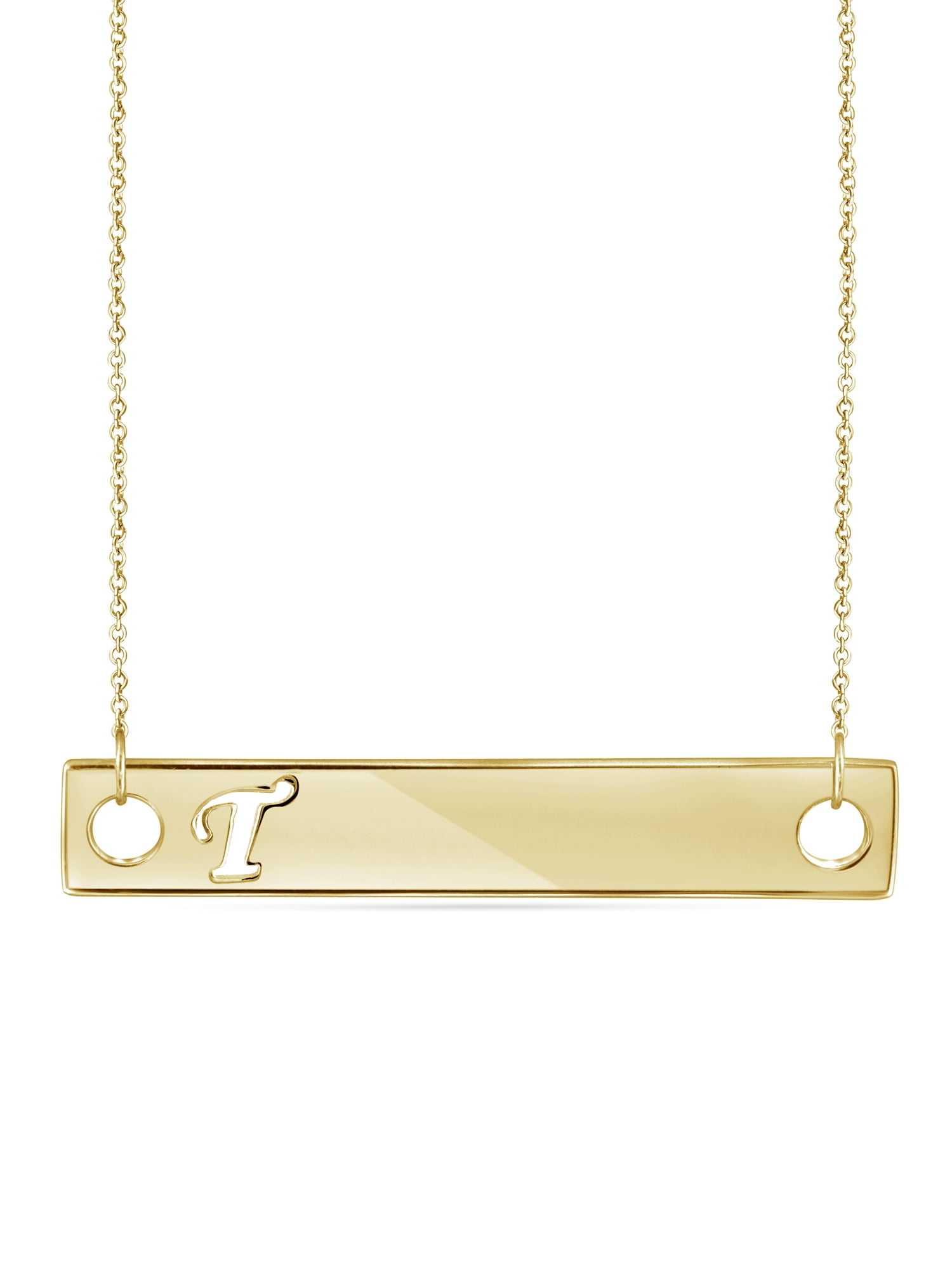 JewelersClub T Initial 14K Gold Over Silver Bar Necklace