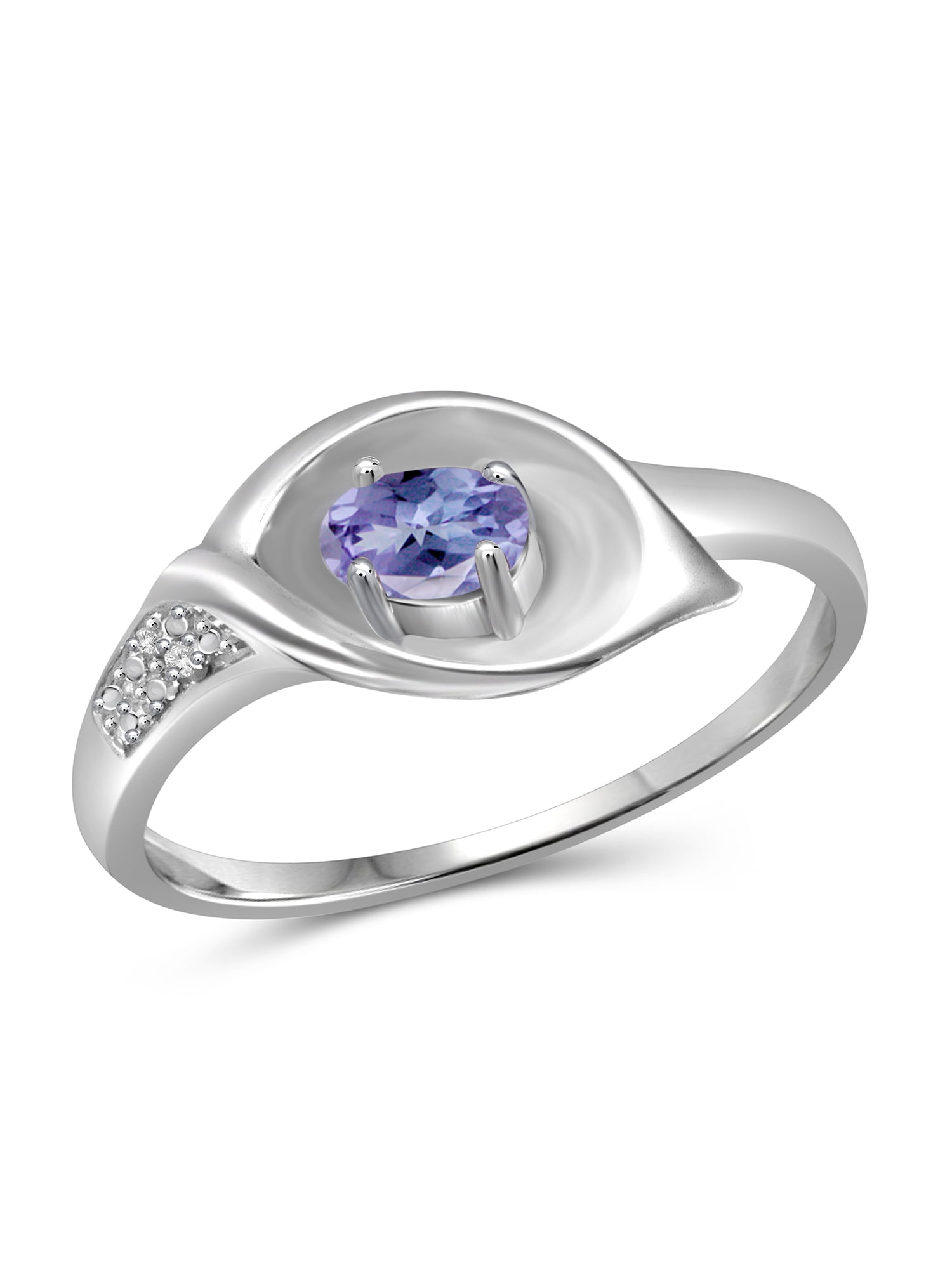 JewelersClub Tanzanite Ring Birthstone Jewelry – 0.25 Carat Tanzanite 0.925 Sterling Silver Ring Jewelry with White Diamond Accent – Gemstone Rings with Hypoallergenic 0.925 Sterling Silver Band