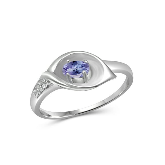 JewelersClub Tanzanite Ring Birthstone Jewelry – 0.25 Carat Tanzanite 0.925 Sterling Silver Ring Jewelry with White Diamond Accent – Gemstone Rings with Hypoallergenic 0.925 Sterling Silver Band