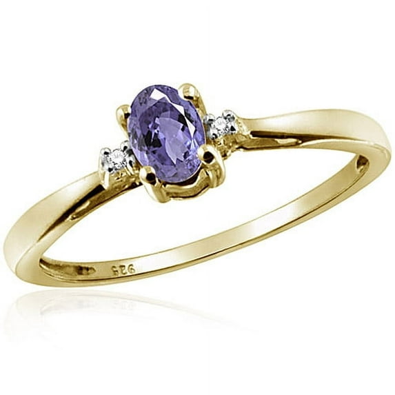 JewelersClub Tanzanite Ring Birthstone Jewelry – 0.25 Carat Tanzanite 14K Gold Plated Silver Ring Jewelry with White Diamond Accent – Gemstone Rings with Hypoallergenic 14K Gold Plated Silver Band