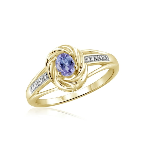 JewelersClub Tanzanite Ring Birthstone Jewelry – 0.25 Carat Tanzanite 14K Gold Plated Silver Ring Jewelry with White Diamond Accent – Gemstone Rings with Hypoallergenic 14K Gold Plated Silver Band