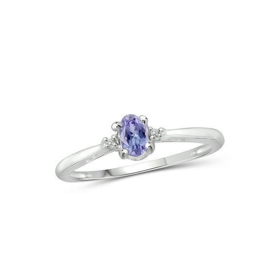 JewelersClub Tanzanite Ring Birthstone Jewelry – 0.25 Carat Tanzanite 0.925 Sterling Silver Ring Jewelry with White Diamond Accent – Gemstone Rings with Hypoallergenic 0.925 Sterling Silver Band