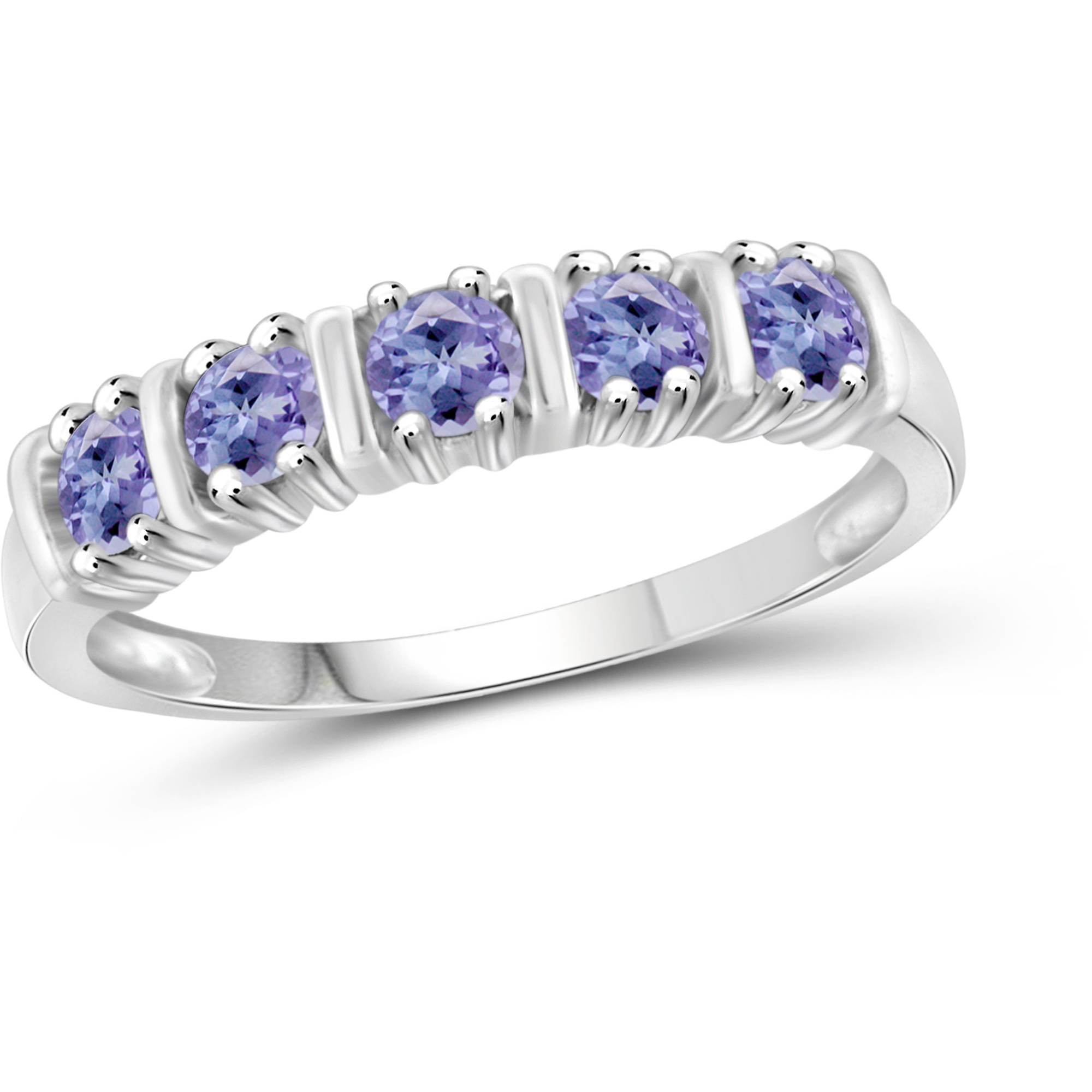 JewelersClub Tanzanite Ring Birthstone Jewelry – 0.50 Carat Tanzanite 0.925 Sterling Silver Ring Jewelry – Gemstone Rings with Hypoallergenic 0.925 Sterling Silver Band