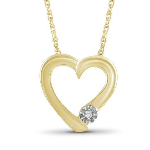 JewelersClub True Love White Diamond Accent 14K Gold Over Silver Heart Pendant, 18"