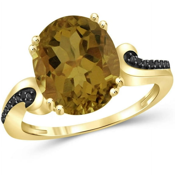 JewelersClub Whiskey Ring Birthstone Jewelry – 1.50 Carat Whiskey 14k Gold Plated Silver Ring Jewelry with Black Diamond Accent – Gemstone Rings with Hypoallergenic 14k Gold Plated Silver Band