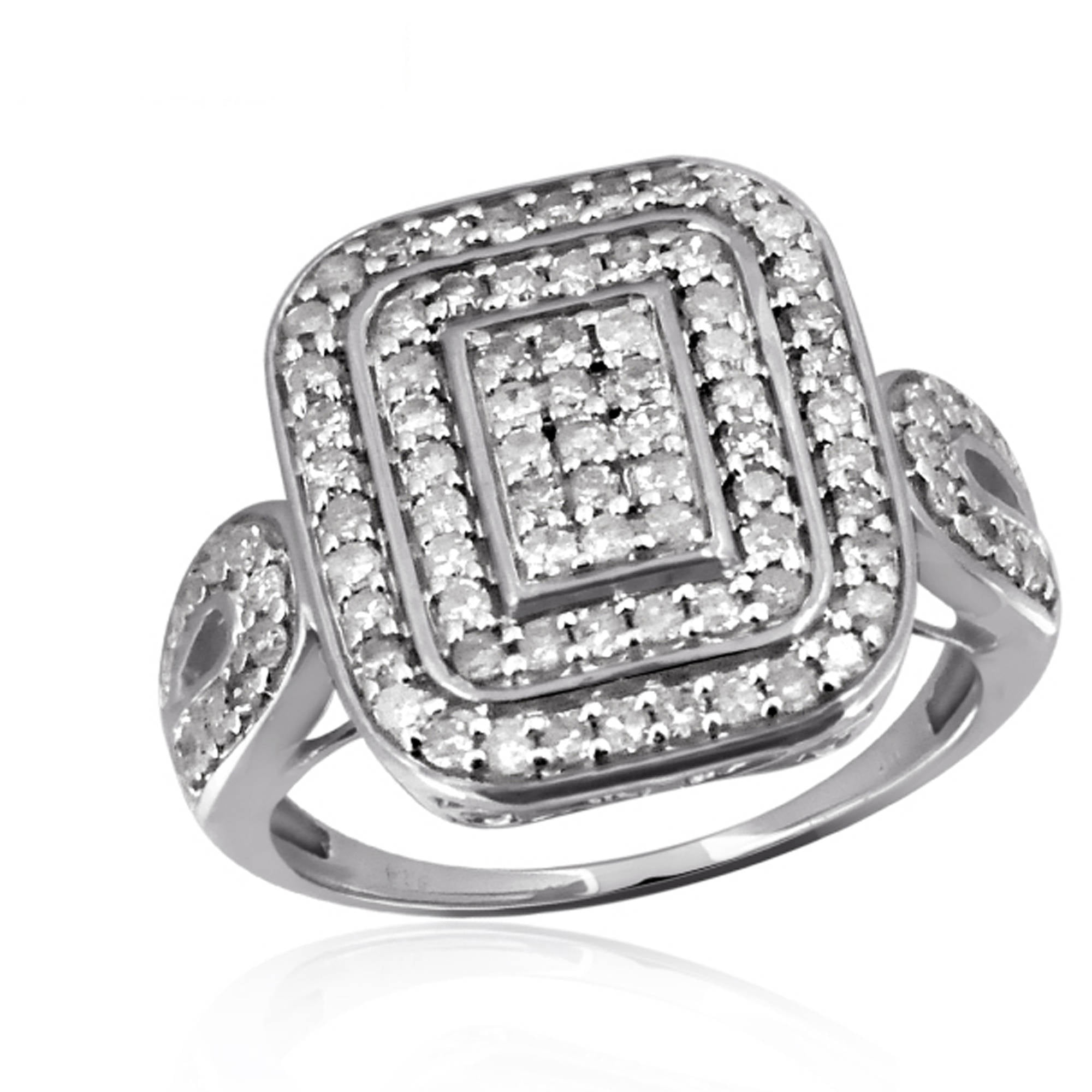 JewelersClub White Diamond 1 Carat Ring with Sterling Silver for Women & Girls