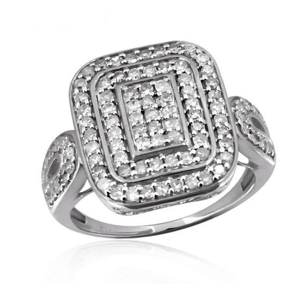 JewelersClub White Diamond 1 Carat Ring with Sterling Silver for Women & Girls
