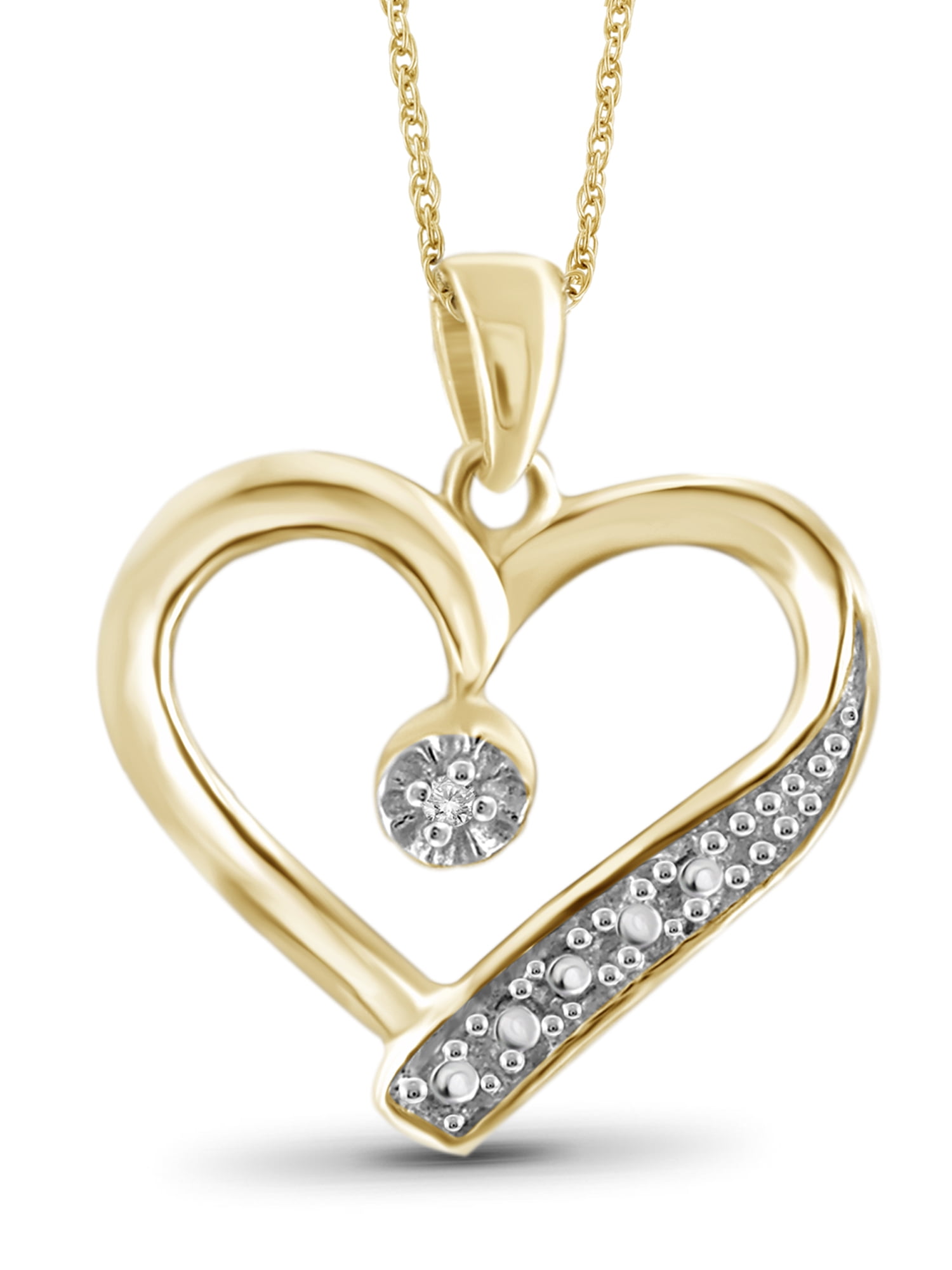 JewelersClub White Diamond Accent 14K Gold Over Silver Heart Pendant, 18"