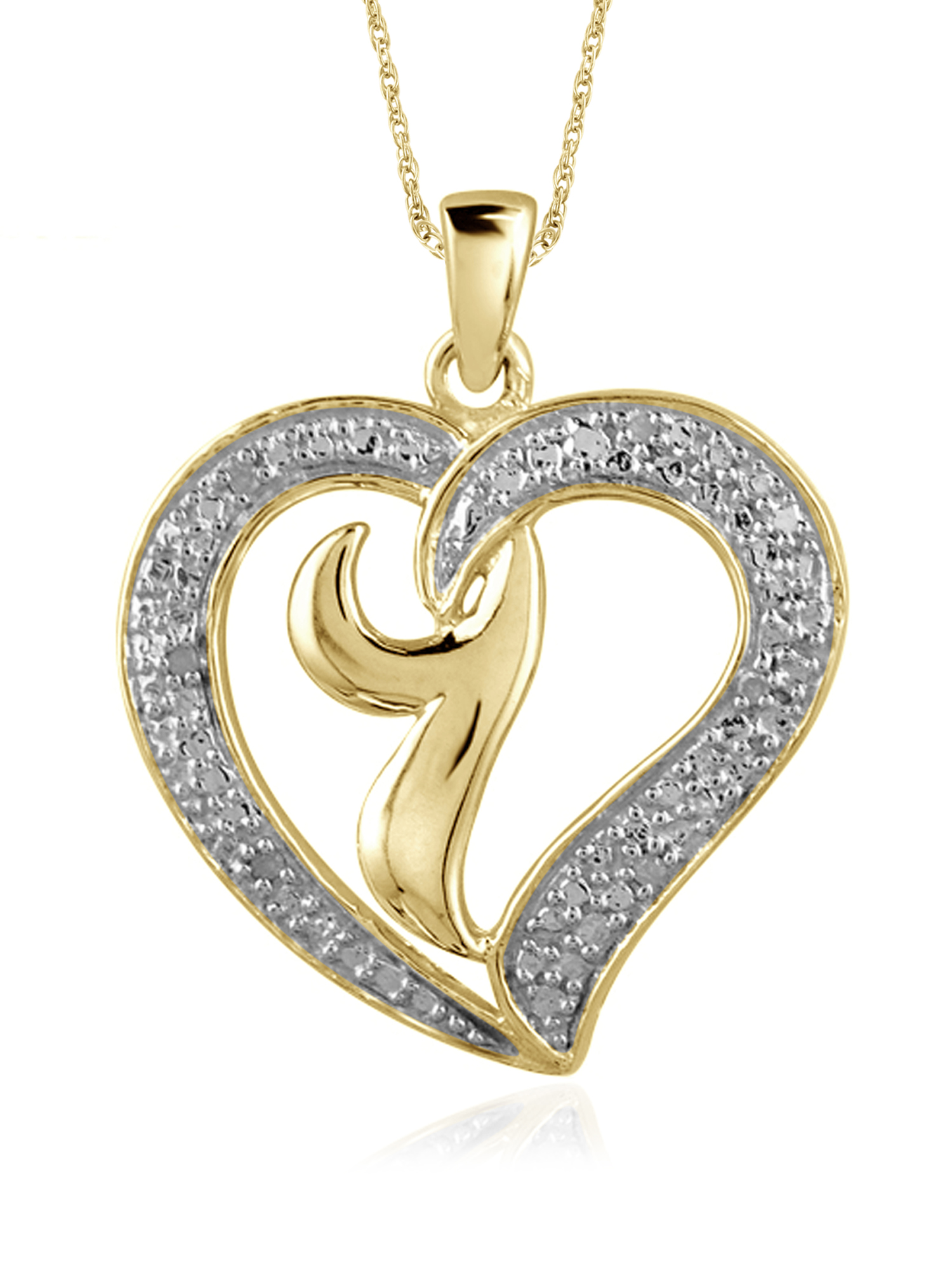JewelersClub White Diamond Accent 14K Gold over Silver Heart Pendant, 18"