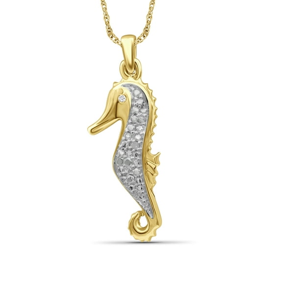 JewelersClub White Diamond Accent 14k Gold Over Silver Seahorse Pendant