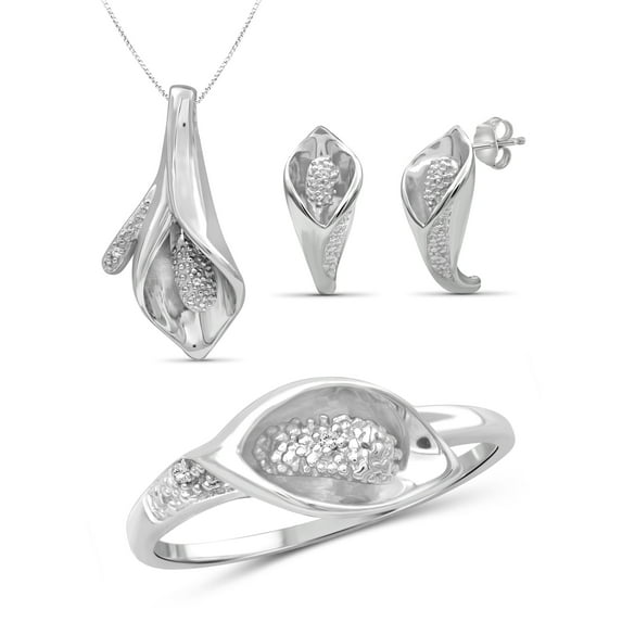 JewelersClub White Diamond Accent Sterling Silver 3-Piece Calla Lily Jewelry Set