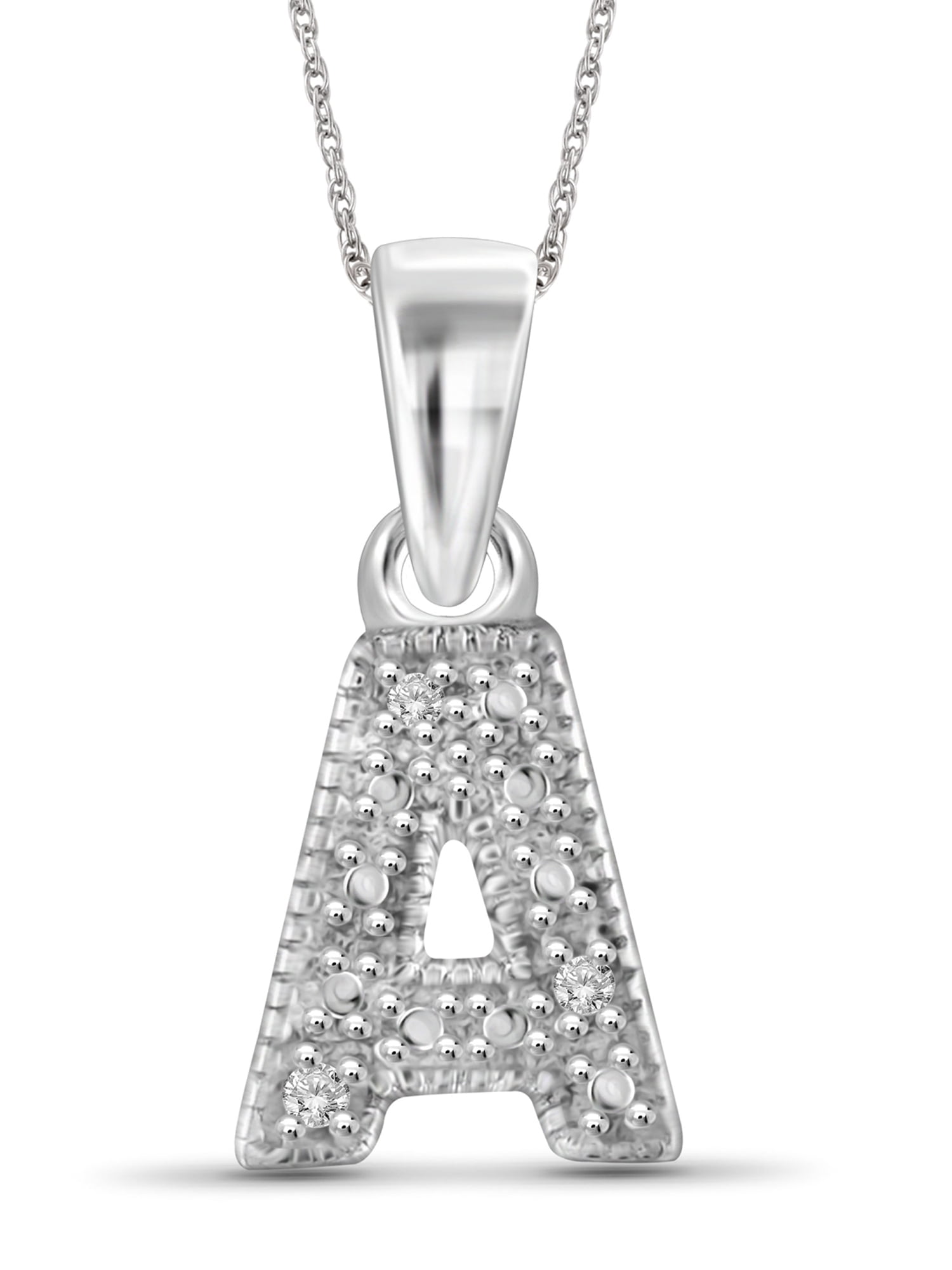JewelersClub White Diamond Accent Sterling Silver A TO Z Initial Pendant, 18"