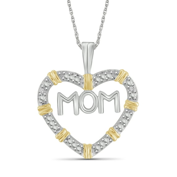 JewelersClub White Diamond Accent Sterling Silver Mother Heart Two-Tone Pendant, 18"