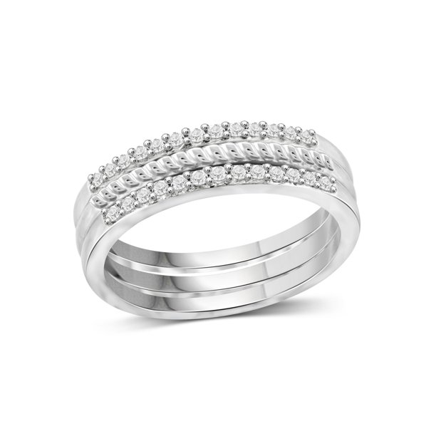 JewelersClub Women's Stacking Rings Sets – 1/5 Carat White Diamond