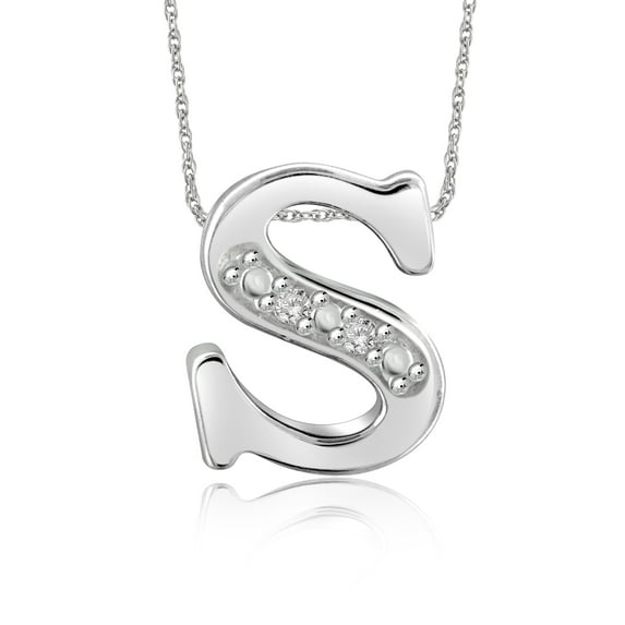 JewelersClub Yours Truly White Diamond Accent Sterling Silver A To Z Initial Necklace, 18"
